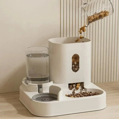 Automatic Pet Feeder with Water Fountain – Large-Capacity Food Bowl and Storage Dispenser for Dogs & Cats, Puppy Feeding Accessory.