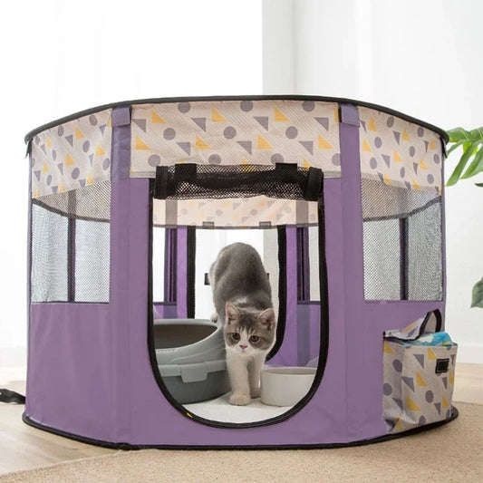 Large Foldable Pet House Bed for Dogs and Cats, Cozy Indoor Tent with Soft Sleeping Cushion.
