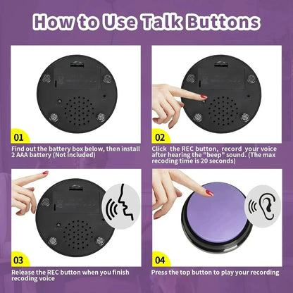 Dog & Cat Communication Buttons – Voice Recording Training Toy with 30-Second Playback, Fun Pet Buzzer Gift