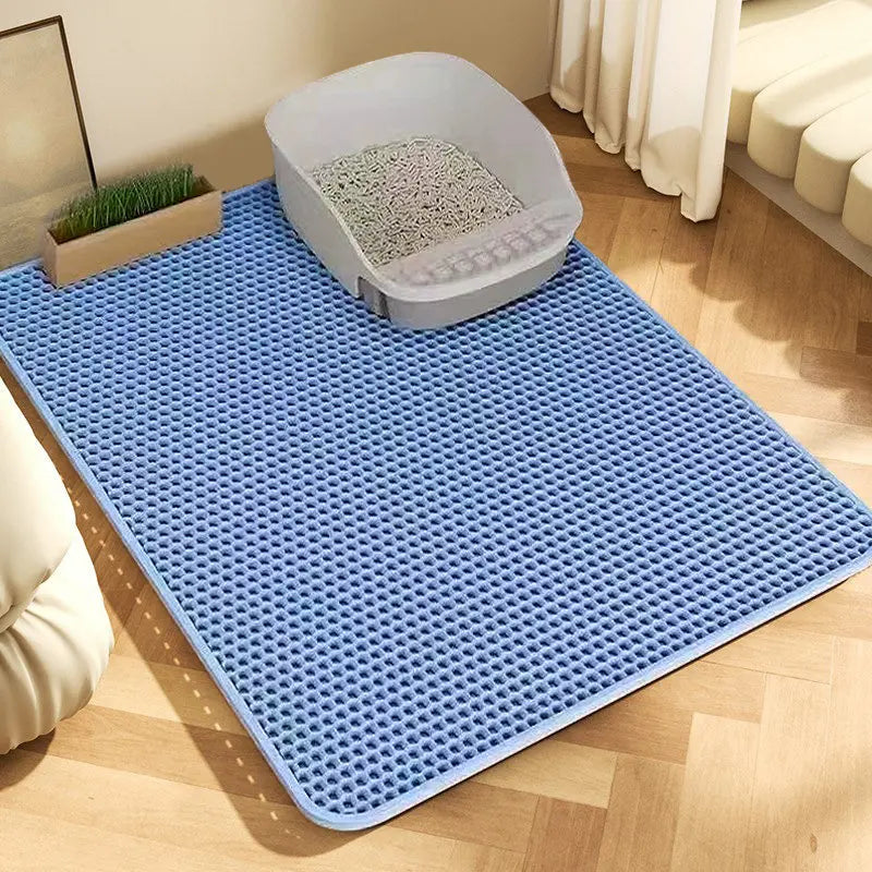 Extra-Large Cat Litter Mat, Heavy-Duty Waterproof, Double-Layer, Non-Slip, Washable Litter Trap Mat and Floor Protector for Cat Litter Boxes.