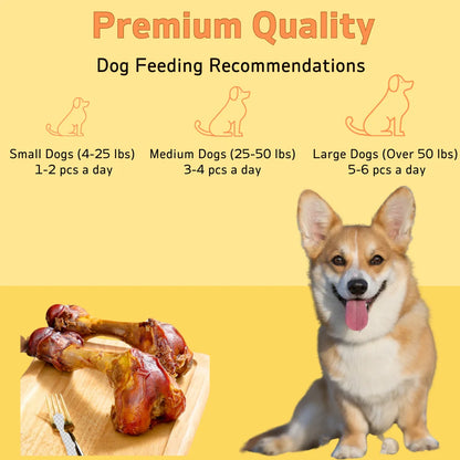 Large Natural Cow Bone Dog Treat, 6.3 in (16 cm), 5.29–6.70 oz (150–190 g), Healthy & Easily Digestible All-Natural Chew.