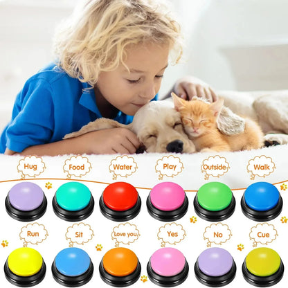 Dog & Cat Communication Buttons – Voice Recording Training Toy with 30-Second Playback, Fun Pet Buzzer Gift