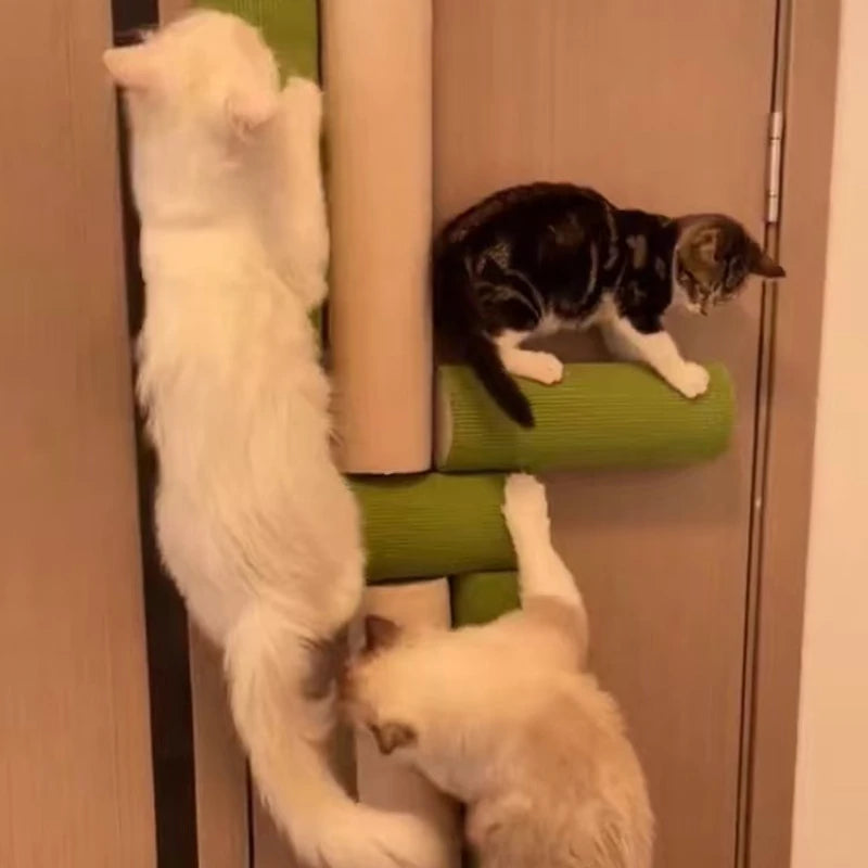 Self-Adhesive Cat Scratching Post – Wall-Mounted Space-Saving Scratch Board Cylinder, Wear-Resistant Cat Furniture for Indoor Use.