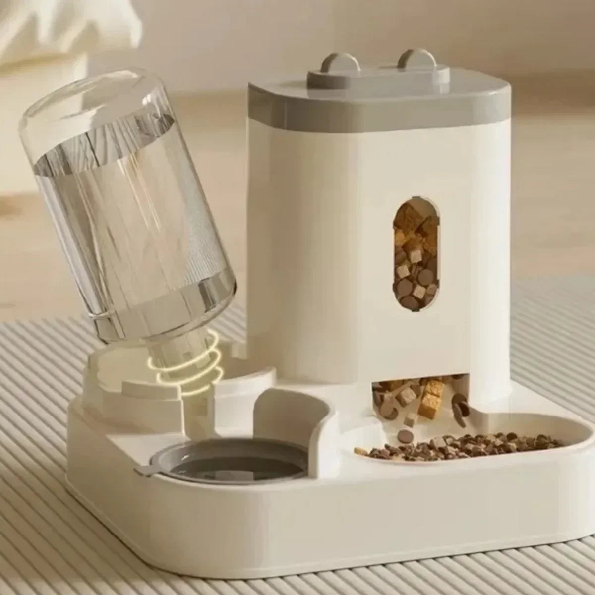 Automatic Pet Feeder with Water Fountain – Large-Capacity Food Bowl and Storage Dispenser for Dogs & Cats, Puppy Feeding Accessory.