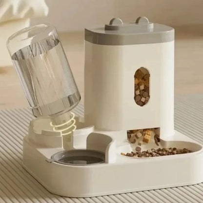 Automatic Pet Feeder with Water Fountain – Large-Capacity Food Bowl and Storage Dispenser for Dogs & Cats, Puppy Feeding Accessory.