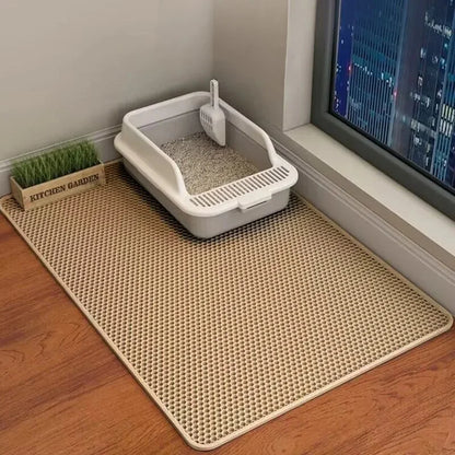 Double-Layer Cat Litter Mat – Anti-Splash Filtering Mat for Litter Boxes, Traps Sand & Reduces Litter Tracking.