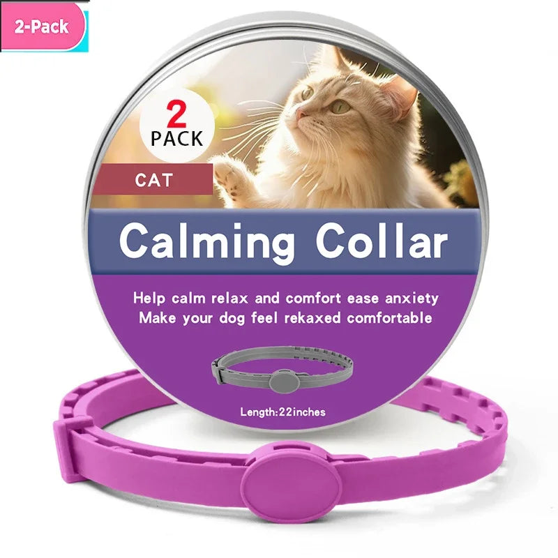 Calming Pet Collar – Anxiety Relief Retractable Collar for Dogs & Cats, Adjustable 56/72cm Design for Puppies, Kittens & Large Dogs