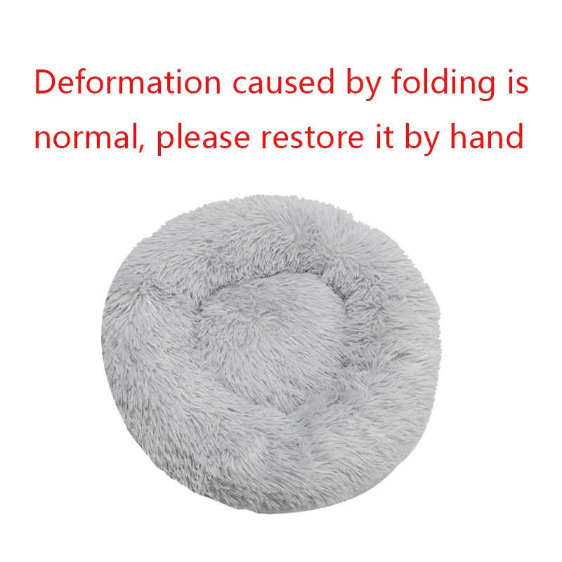 Round Plush Dog Bed – Winter Warm Washable Basket-Style Pet Bed for Small, Medium & Large Dogs & Cats, Soft Sofa-Style Sleeping Cushion.