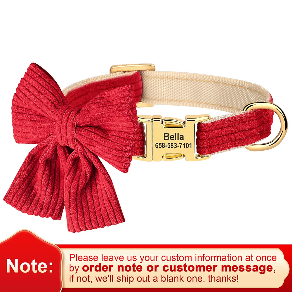 Personalized Pet ID Collar – Cute Big Bowtie Collar with Free Engraving for Small & Medium Dogs & Cats, Stylish Pet Accessory.