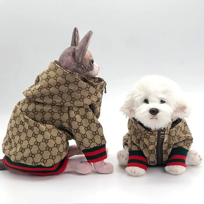 Autumn & Winter Patterned Pet Jacket – Fashionable Designer Windbreaker Coat for Dogs, Puppies & Kittens.