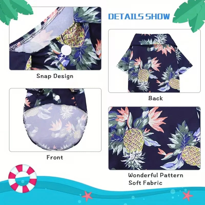 Hawaiian Style Pet Shirt – Summer Beach Dog Clothes for Small & Medium Dogs, Puppies and Cats