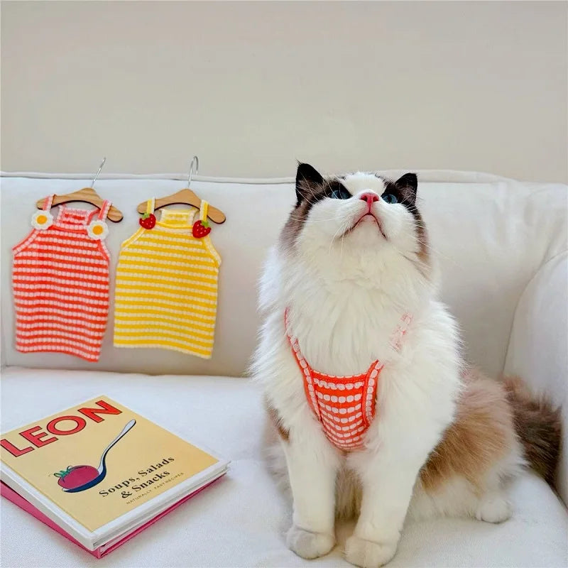Fashion Pet Suspender Vest – Breathable Lightweight Summer Shirt for Dogs & Cats, Casual Puppy Pet Costume Clothing.