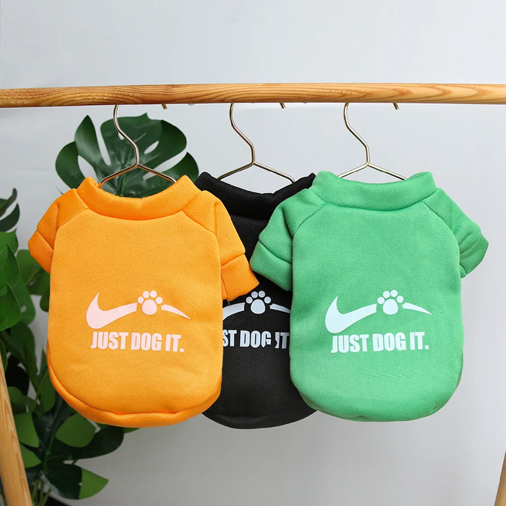 Cute Autumn & Winter Velvet Pet Hoodie – English Letter Round Neck Sweater for Dogs.