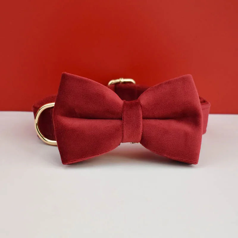 Velvet Dog Collar & Leash Set – Free Custom Engraving for Medium & Large Dogs, Stylish Pet Necklace Collar Accessory.