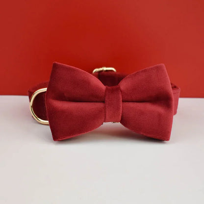 Velvet Dog Collar & Leash Set – Free Custom Engraving for Medium & Large Dogs, Stylish Pet Necklace Collar Accessory.