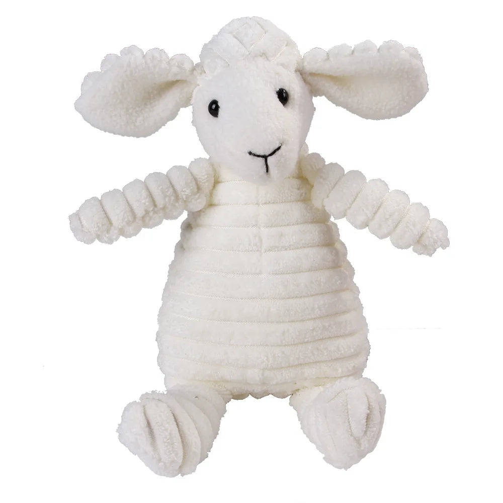 Pet Dog Molar Plush Toy – Corduroy Monkey & Pig Squeaky Chew Toy for Teeth Cleaning, Training & Interactive Play for Large Dogs.