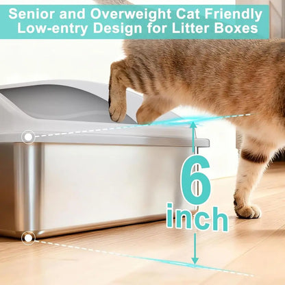 2-Pack Stainless Steel Litter Boxes – XL Enclosed Cat Litter Boxes with Lids for Large Cats & Multi-Cat Homes, High-Sided Anti-Urine-Leakage Design.