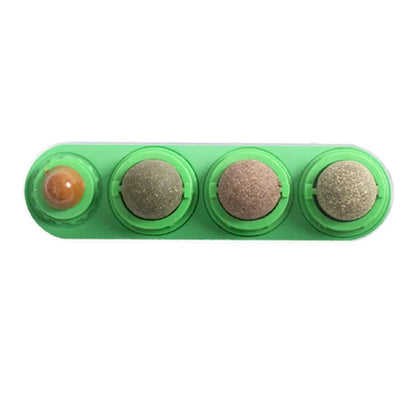 4-in-1 Rotating Catnip & Silver Vine Ball – Wall-Mounted Edible Cat Toy for Teeth Cleaning, Acne Prevention & Digestive Health.