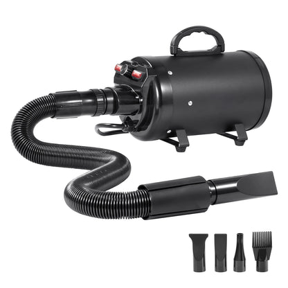 SucceBuy 2000W/2.7HP Dog Blow Dryer – Adjustable Speed & Temperature Pet Grooming Dryer with 4 Nozzles and Extendable Hose.