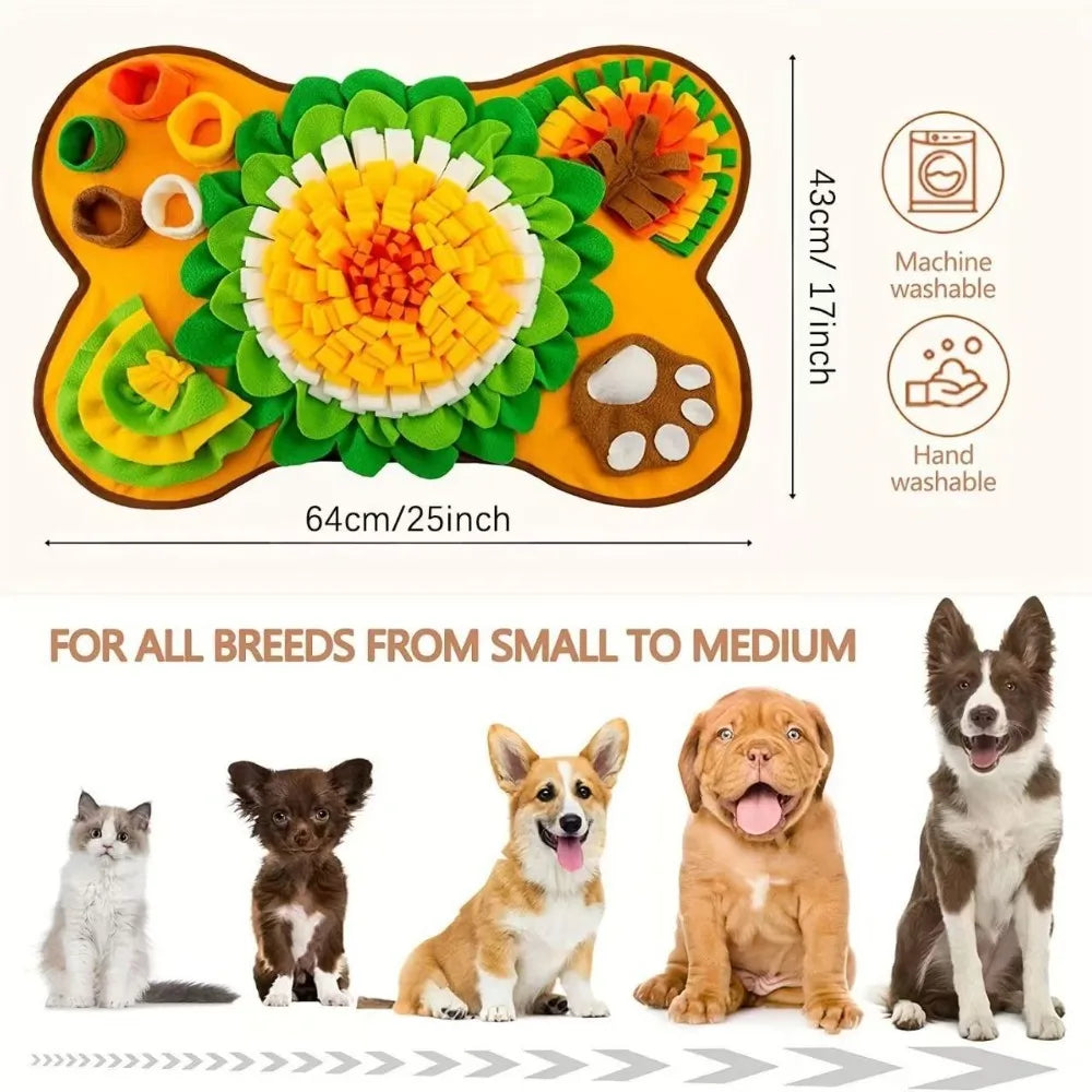Pet Sniffing Mat – Interactive Dog Puzzle & Foraging Feeding Mat, Washable Foldable Training Toy for Dogs and Pets.
