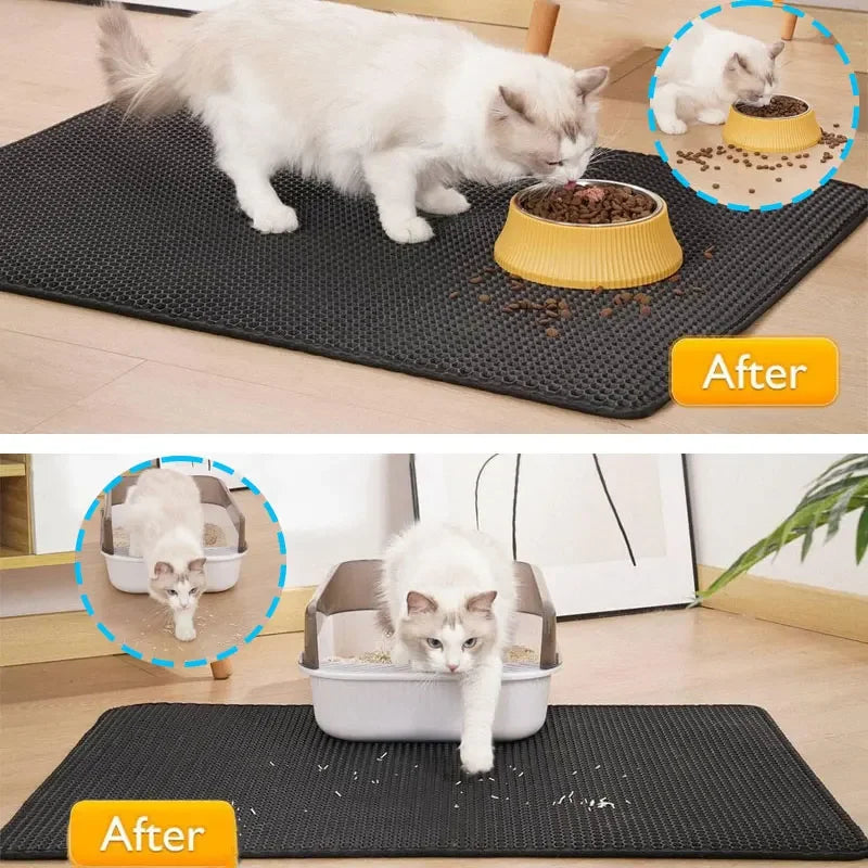 Large Double-Layer Cat Litter Mat – Non-Slip, Waterproof & Wear-Resistant Litter Trapping Mat.