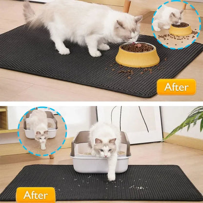 Large Double-Layer Cat Litter Mat – Non-Slip, Waterproof & Wear-Resistant Litter Trapping Mat.