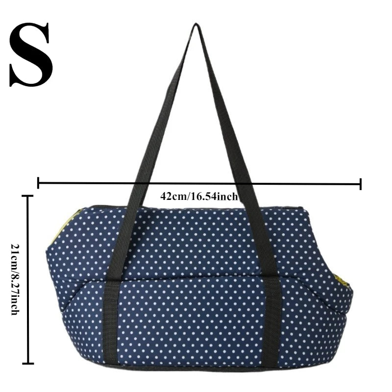Portable Pet Carrier Bag – Breathable Mesh Foldable Shoulder & Handheld Travel Bag for Small to Medium Dogs & Cats, Warm Winter Design.