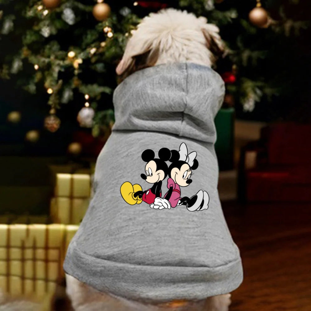 1PC Mickey & Minnie Print Pet Hoodie – Warm Thick Autumn & Winter Hooded Sweatshirt for Dogs & Cats