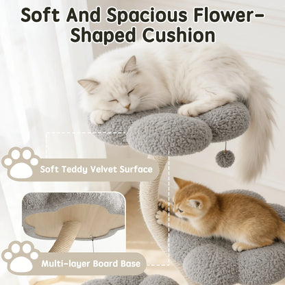 Petal-Shaped Cat Tree – Multi-Level Climbing Frame with Cozy Perch, Anti-Scratch Sisal Posts & Indoor Play Area for Kittens and Cats.