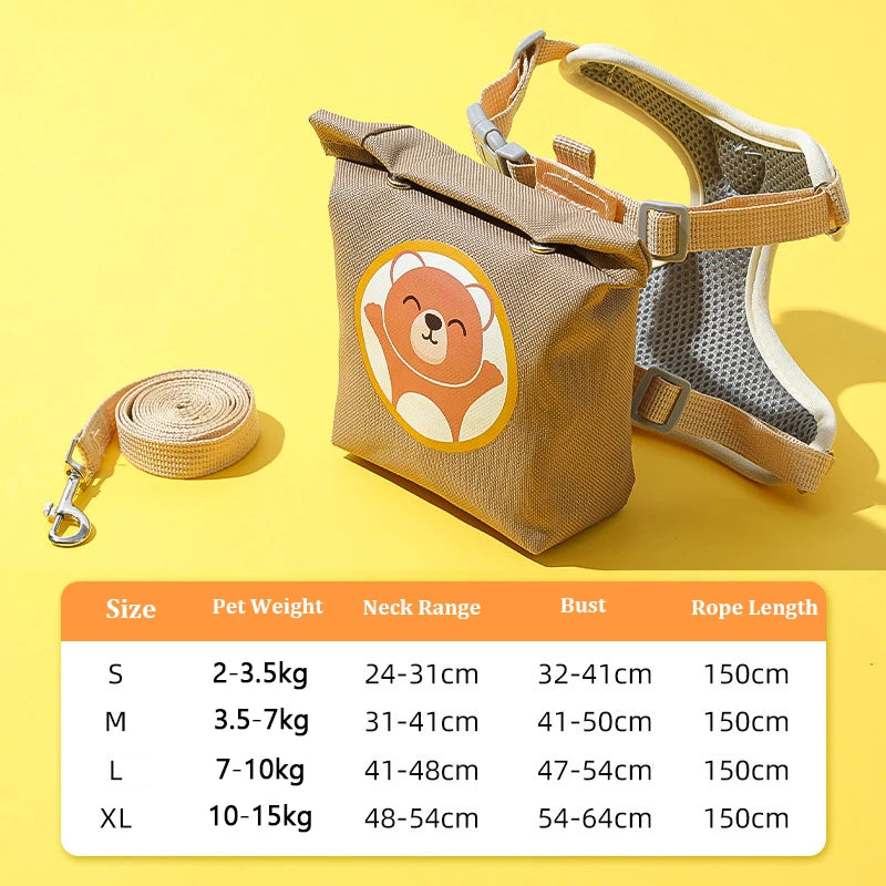 Hamburger Dog Harness & Leash Set – Durable Polyester Walking Harness for Small & Medium Dogs and Cats, Cute Anti-Lost Outdoor Pet Accessory.