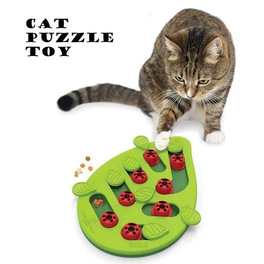Interactive Cat Puzzle Toy – Slow Feeder Play Toy with Scratch Board for Indoor Cats, Fun Mental Stimulation & Feeding Game.