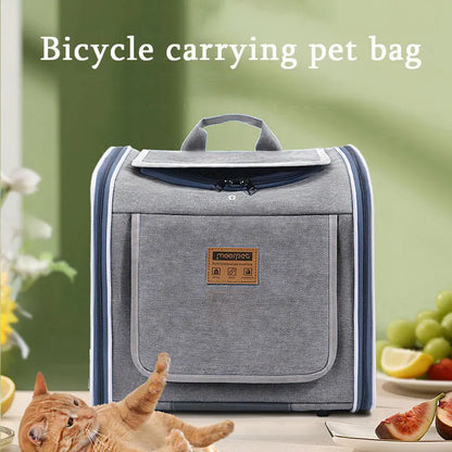 Bicycle Pet Carrier Backpack – Portable Outdoor Bag for Cats & Small Dogs, Suitable for Bicycles & Motorcycles Travel.