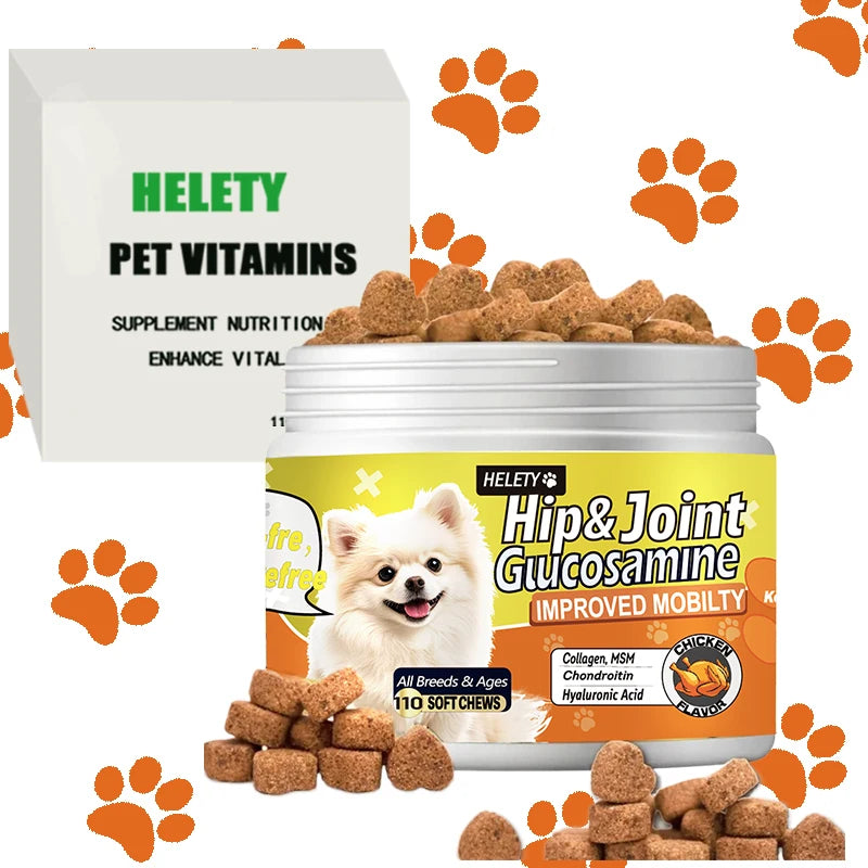 Dog Hip & Joint Supplement Chews – Glucosamine, Chondroitin, Omega-3, MSM & Green Lipped Mussel, 90 Flavored Chews for Small Dogs.