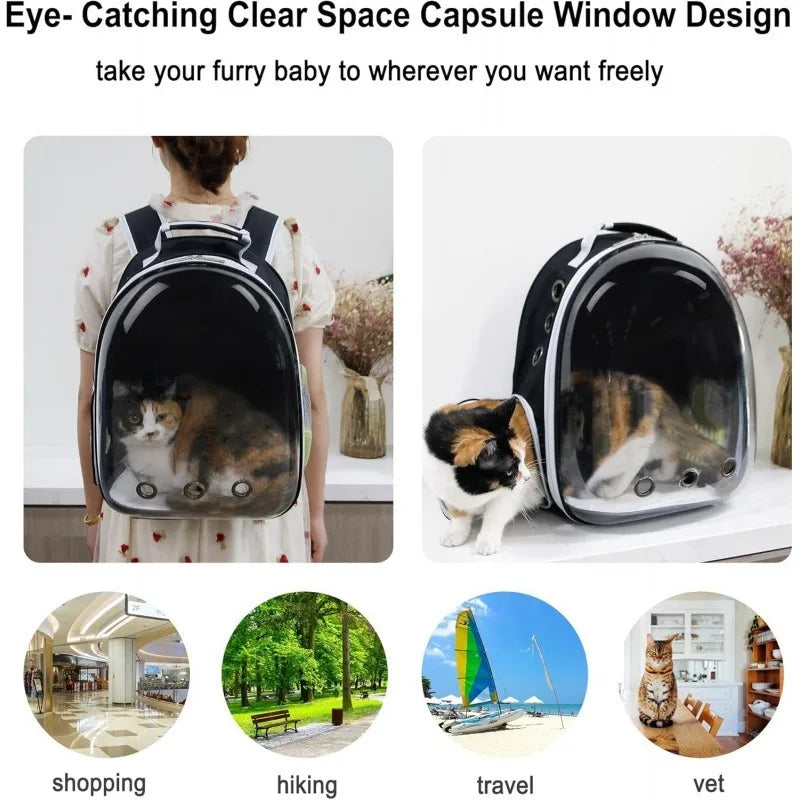 Expandable Pet Carrier Backpack – Holds Pets Up to 20 lbs (9.1 kg), Perfect for Cats & Small Dogs, Comfortable & Travel-Friendly Design.