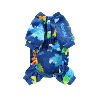 Winter Warm Fleece Dog Jumpsuit – Plush Bear & Dinosaur Pajamas for Small Dogs, Cozy Chihuahua & Poodle Pet Costume.