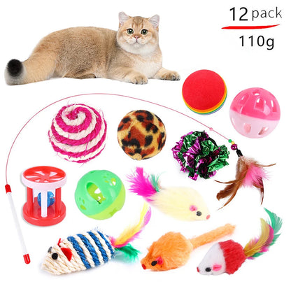DualPet 20-Piece Cat Toy Set – Variety Pack with Teaser Wand, Sisal Mice, Bell Balls & Interactive Kitten Toys for Indoor Cats.
