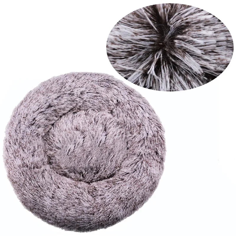 Round Plush Pet Bed – Super Soft Winter Warm Sleeping Bed for Cats & Dogs, Available in 6 Sizes (40–90cm) for Small to Large Pets.