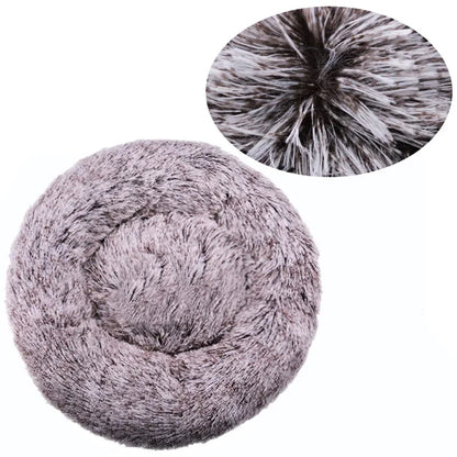 Round Plush Pet Bed – Super Soft Winter Warm Sleeping Bed for Cats & Dogs, Available in 6 Sizes (40–90cm) for Small to Large Pets.