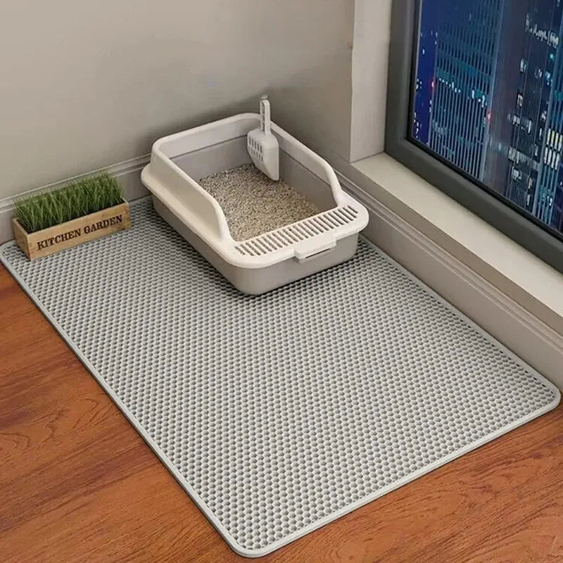 Double-Layer Cat Litter Mat – Anti-Splash Filtering Mat for Litter Boxes, Traps Sand & Reduces Litter Tracking.