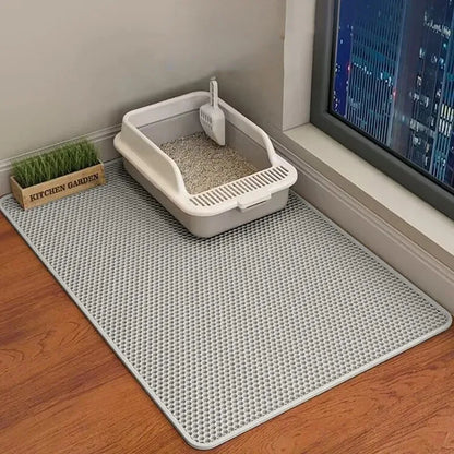 Double-Layer Cat Litter Mat – Anti-Splash Filtering Mat for Litter Boxes, Traps Sand & Reduces Litter Tracking.