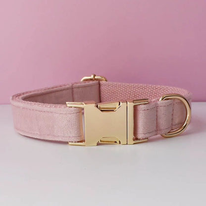 Velvet Dog Collar & Leash Set – Free Custom Engraving for Medium & Large Dogs, Stylish Pet Necklace Collar Accessory.