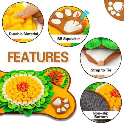 Pet Sniffing Mat – Interactive Dog Puzzle & Foraging Feeding Mat, Washable Foldable Training Toy for Dogs and Pets.