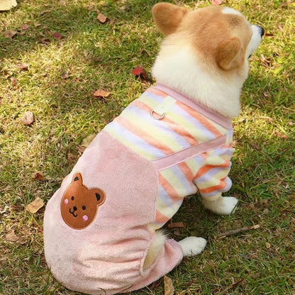 Autumn & Winter Pet Fleece Jumpsuit – Warm Soft Coat Sweater with Leash Ring for Small, Medium & Large Dogs & Cats.