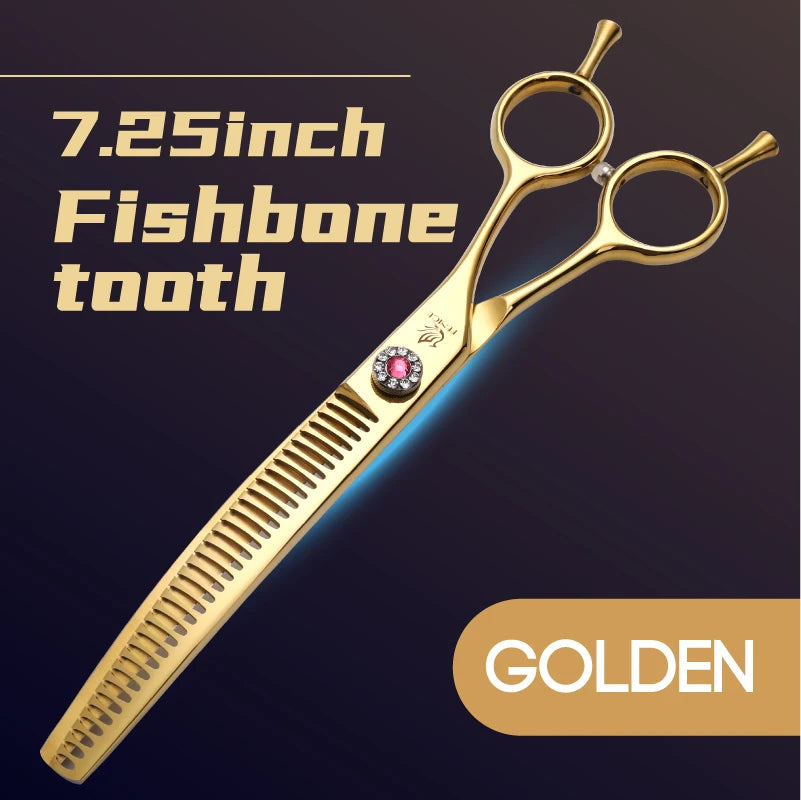 Fenice JP440C Professional Pet Grooming Scissors – 7-Inch Curved Thinning & Chunker Shears for Precision Dog Grooming.