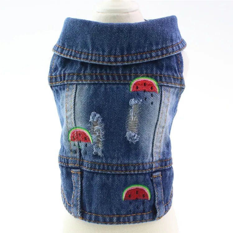 XS–2XL Denim Dog Jacket – Cowboy-Style Jean Vest Coat for Small Dogs, Puppies & Cats.