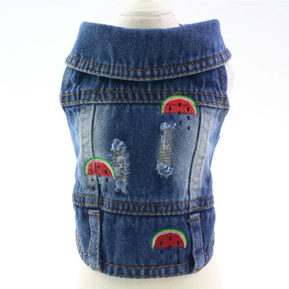 XS–2XL Denim Dog Jacket – Cowboy-Style Jean Vest Coat for Small Dogs, Puppies & Cats.