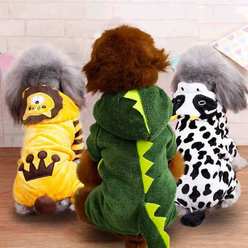 Cartoon Animal Pet Costume – Warm Winter Jumpsuit Pajamas for Small Dogs & Cats.