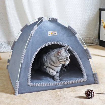 Foldable Pet House Tent – Portable Four-Season Cat & Dog Nest with Breathable Design and Cooling Mat for Indoor & Outdoor Use.