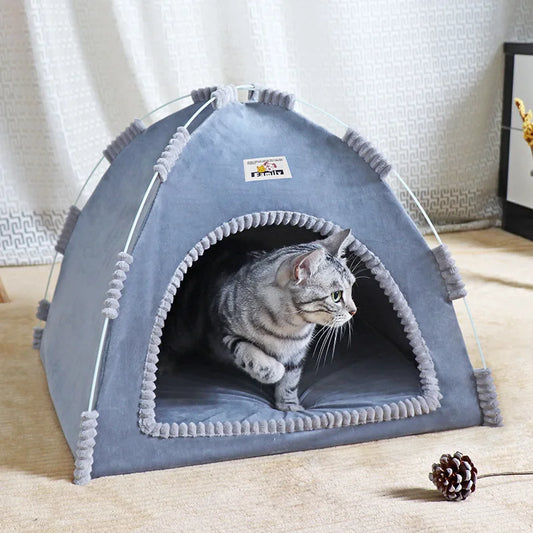 Foldable Pet House Tent – Portable Four-Season Cat & Dog Nest with Breathable Design and Cooling Mat for Indoor & Outdoor Use.