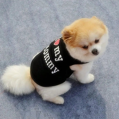 Pet Dog & Cat Vest T-Shirt – “I Love My Daddy & Mommy” Cute Gift Costume for Small Puppies and Kittens.